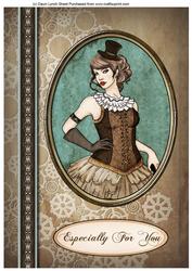 Steampunk Lady A4 Card Topper