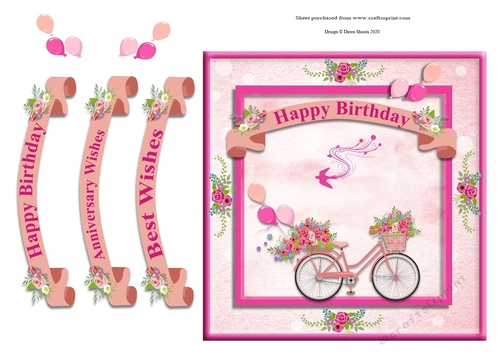 Pink Floral Bicycle Wishes