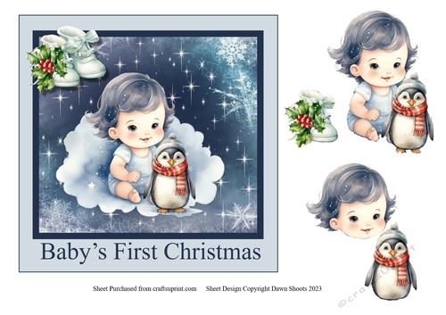 Baby Boy First Christmas Penguin
