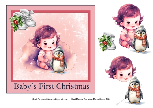 Baby Girl First Christmas Penguin