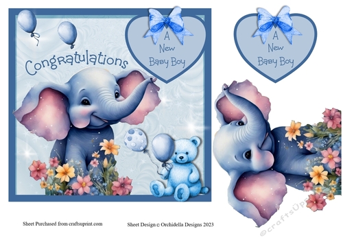 New Baby Boy Blue Elephant