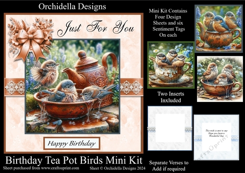 Birthday Tea Pot Birds