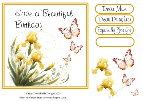 Yellow Iris Beautiful Birthday 