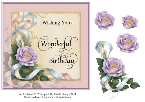 Single Rose and Ribbons Birthday