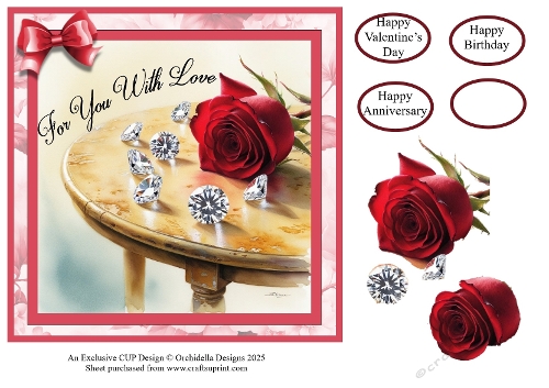 Red Rose and Diamonds
