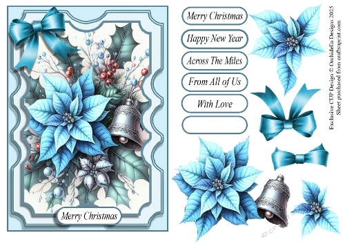 Blue Poinsettia Christmas