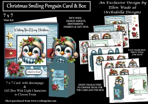  Christmas Smiling Penguin Card & Box