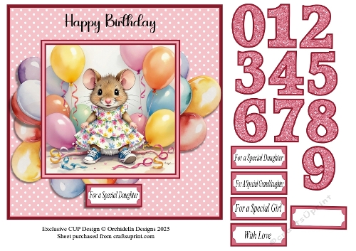 Balloon Mouse Birthday girl
