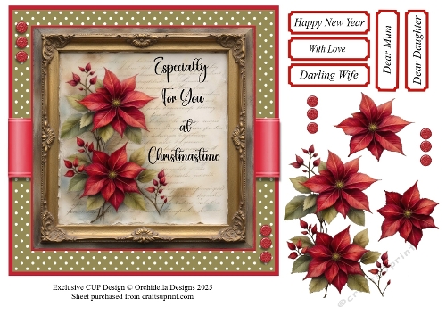 Framed Christmas Poinsettias