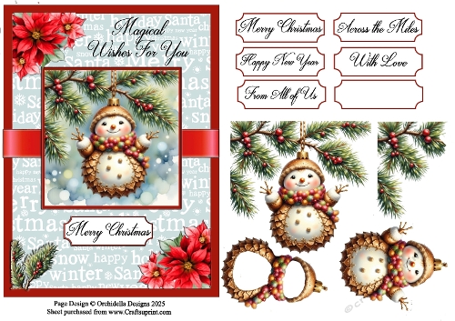 Christmas Snowman Bauble 5x7
