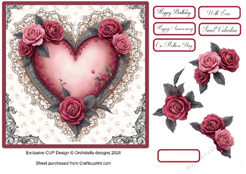 Rose and Lace Heart Multi Occasion