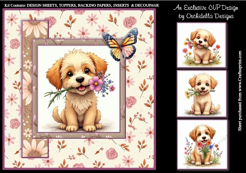 Puppy With Flowers Multi Occasion