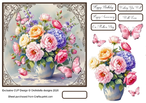 Colourful Flowers and Butterflies