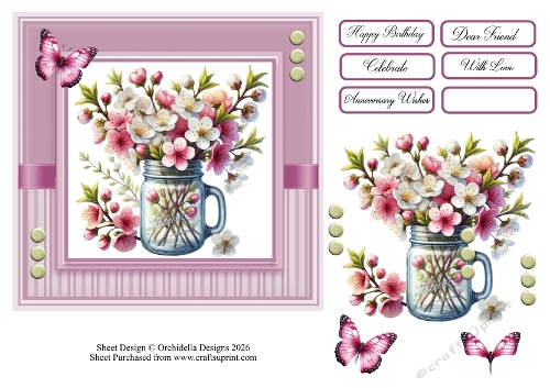 Pink Spring Blossoms Jar
