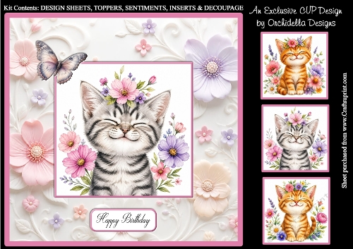 Sweet Floral Kittens