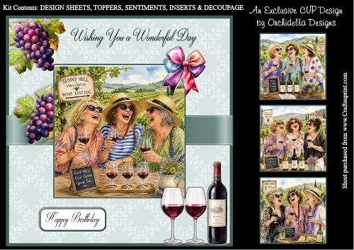 Three Laughing Ladies are Wine Tasting