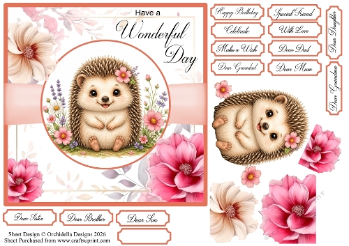 Hedgehog Floral Birthday
