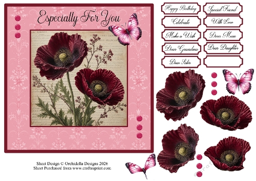 Burgundy Poppy Birthday