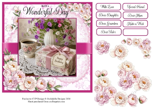 Coffee & Gift Floral Birthday