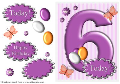 Girls Age 6 Card Front