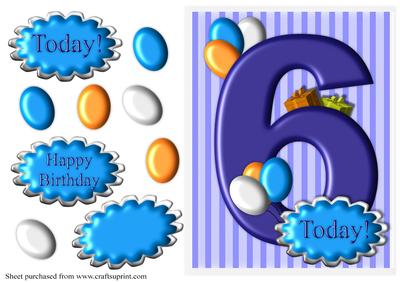 Boys Age 6 Card Front