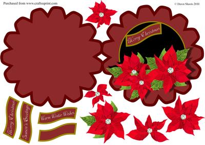 Ponsettia on Shaped Quick Card