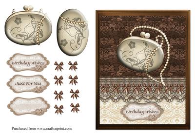 Satin and Chocolate Handbag Card Front