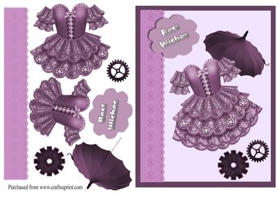 Best Wishes Aubergine Steampunk Card Front