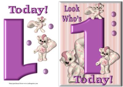 Girls Age 1 Card Front