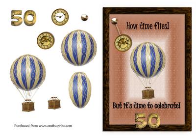 Steampunk 50th Birthday Card Front