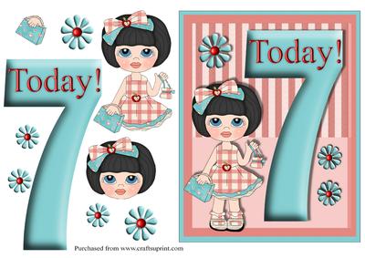 Girls Age 7 Card Front