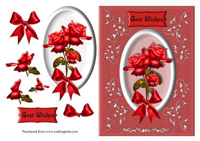 Best Wishes Red Roses Card Front