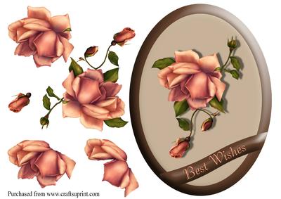 Oval Rose Best Wishes Card Topper