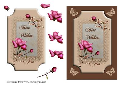 Rose Lace and Butterflies Card Front