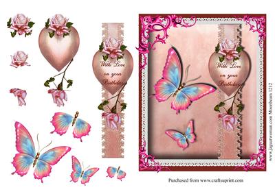 Butterflies and Rose Card Front