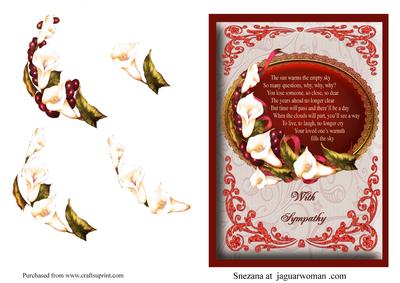 Lillies in Red Sympathy Card Front