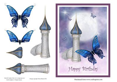 Butterfly Blue Fantasy Castle