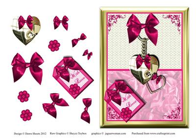 Bows and Hearts Pink Card Front
