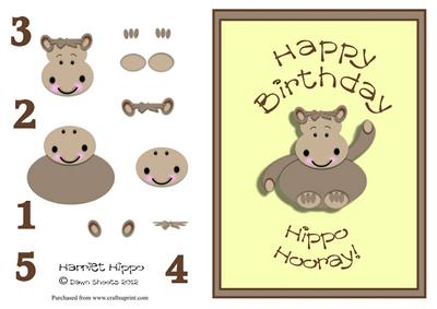 Hippo Birthday Card Front