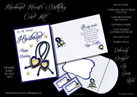 Husband Hearts Birthday Card Kit