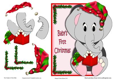 Baby Girl First Christmas Elephant