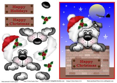 Christmas Puppy in the Chimney