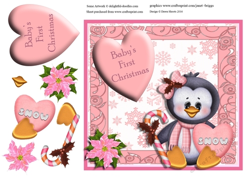 Penguin Babys First Christmas Pink