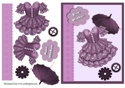 Best Wishes Aubergine Steampunk Card Front