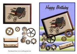 Steampunk Happy Birthday Card Front