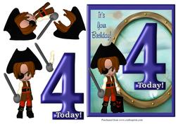 Boys Age 4 Pirate Card Front