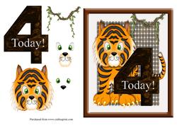 Tiger Age 4 Birthday Card Front