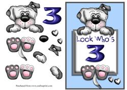 Cute Puppy in Blue Age 3 Card Front