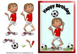 Footballer Happy Birthday Card Front