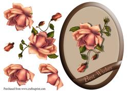 Oval Rose Best Wishes Card Topper